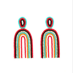 New Rhinestones Seed Beads Red Turquoise White Orange Black Rainbow Earrings
